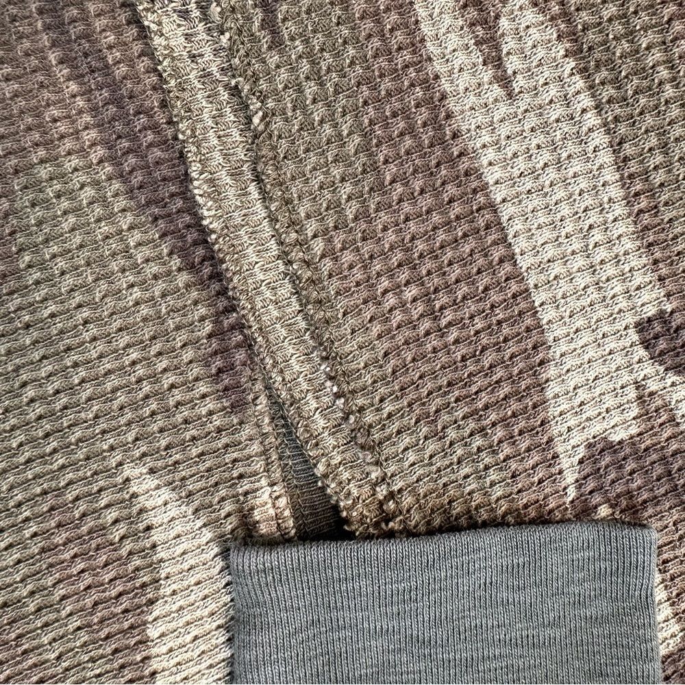 Ralph Lauren RRL Cotton Olive Camo Long Sleeve Thermal Waffle-Knit Tee Shirt - Picture 11 of 16